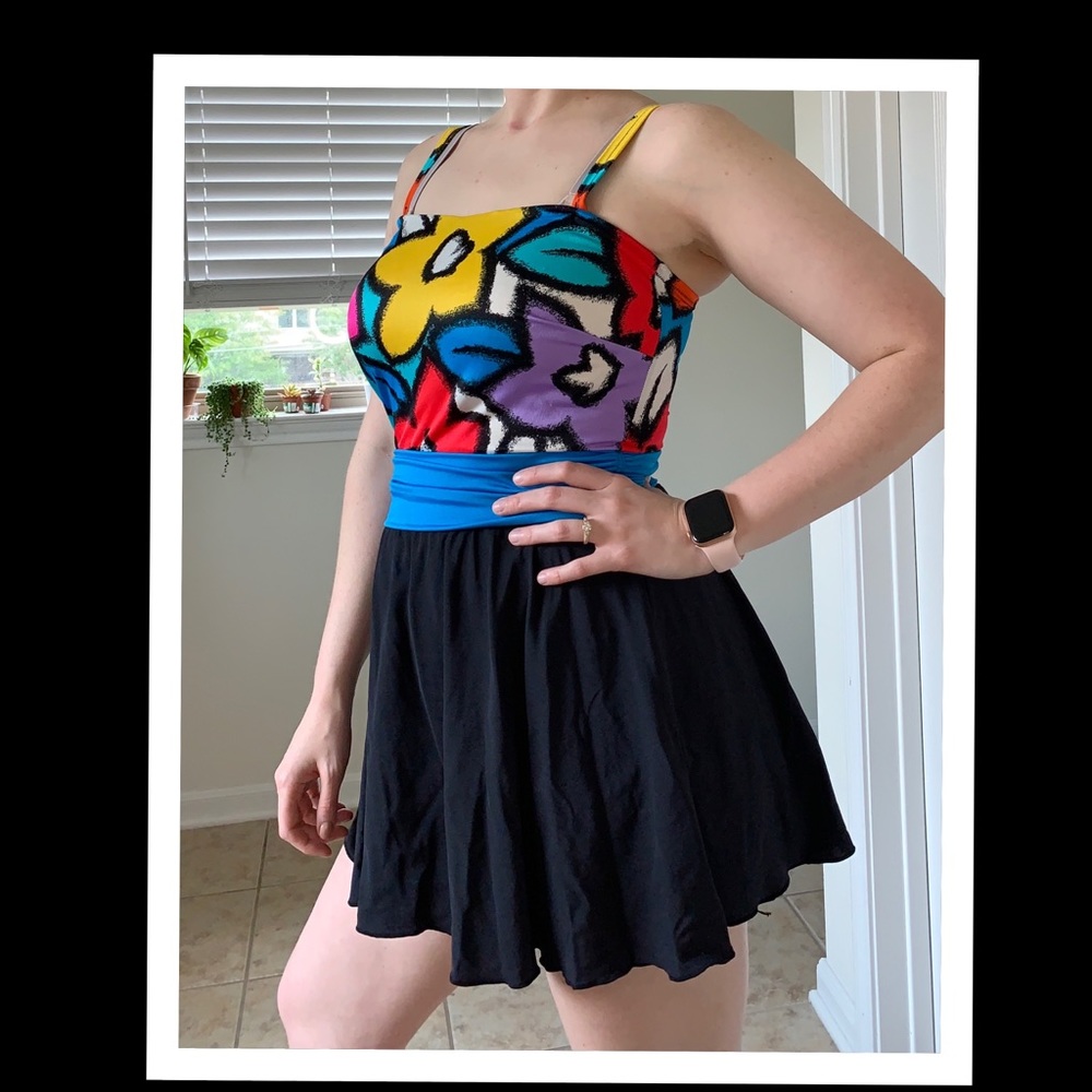 1969 Vintage ILGWU flower one piece swimsuit sz M